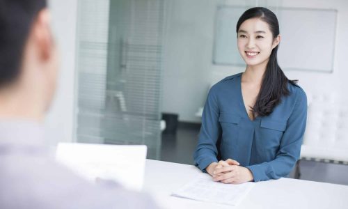 Young woman interviewing for a job